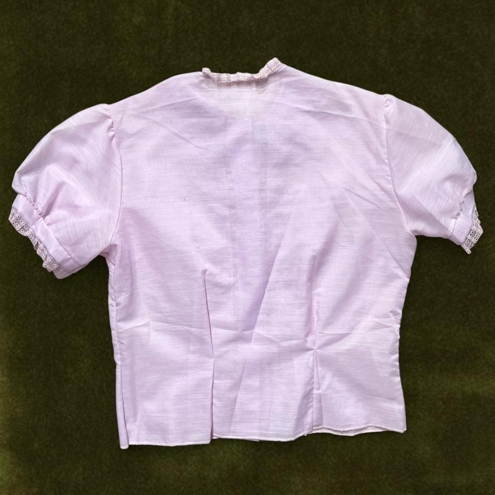 TRUE VINTAGE 1950s Lavender Sheer Lace Blouse Carriage Embroidery - Modern S/M - Picture 5 of 7